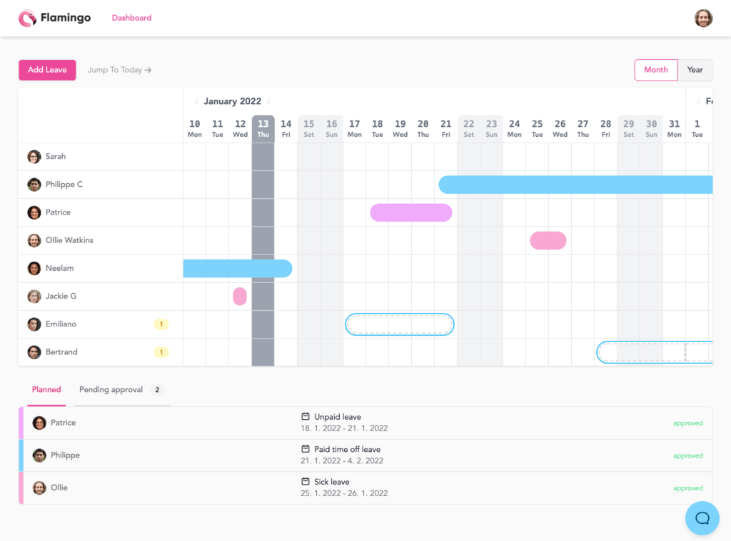 Automated vacation calendar with Flamingo