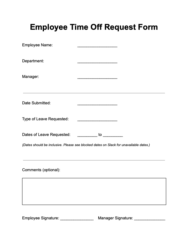 A Simple Vacation Request Form (Template Included) - Flamingo
